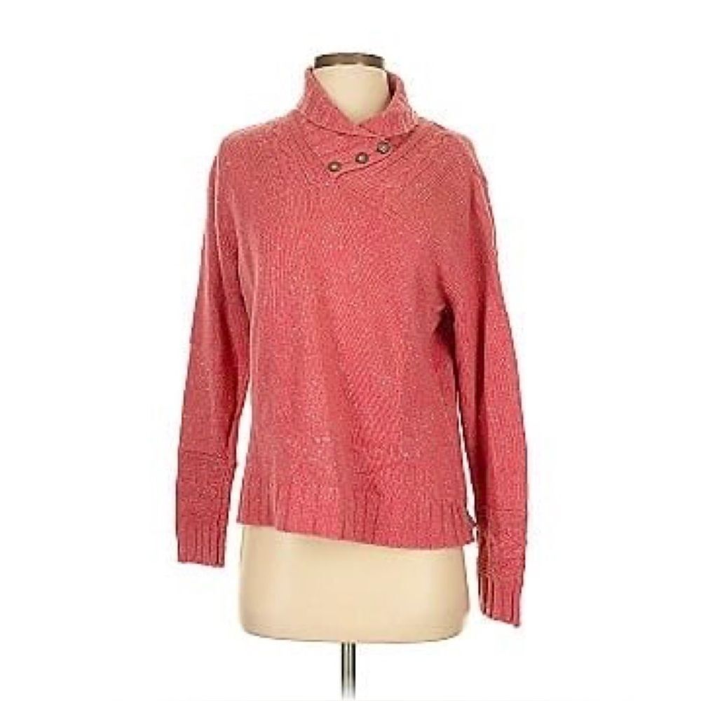 Woolrich Wool Blend Knit Coral Sweater with Button Accent